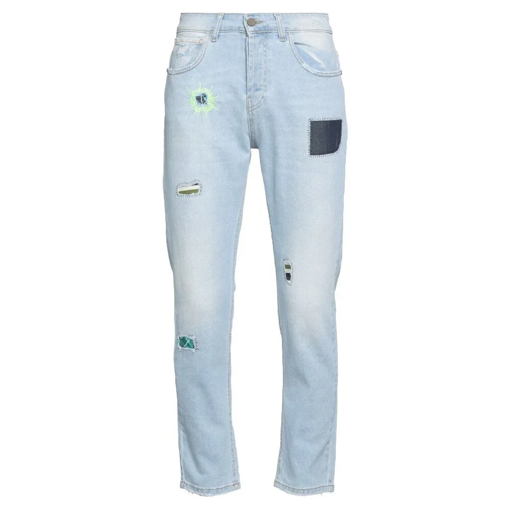 NEILL KATTER Men's Patchwork Skinny Blue Jeans Size 32